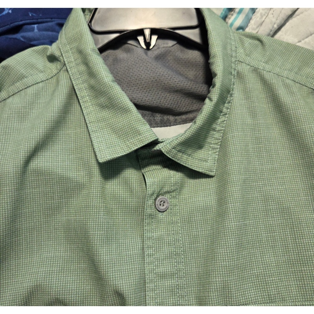 ZeroXposur Mens Short Sleeve‎ Button Down Shirt Mint Green XL Micro Check